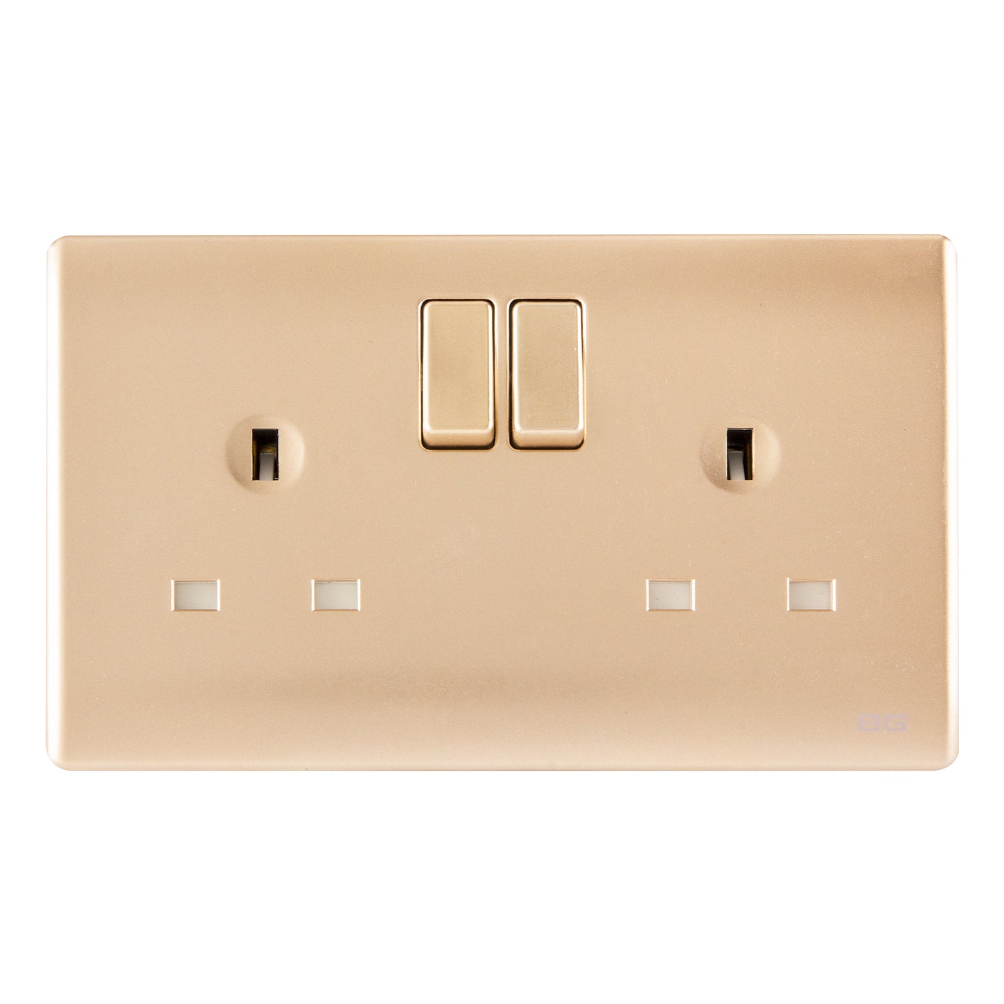 British General BG Neo Slimline Double Gang Switched Socket, Champagne (PCCH22)