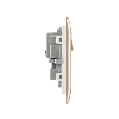 British General BG Neo Slimline Double Gang Switched Socket, Champagne (PCCH22)