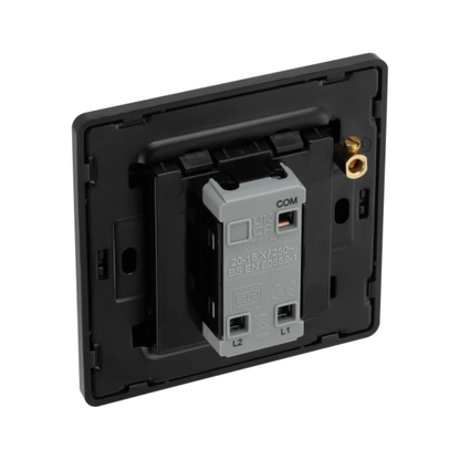 British General Evolve Matt Black Edge to Edge, 1 Gang, 2 Way Switch, 20 Amp (PCDMB12EB)