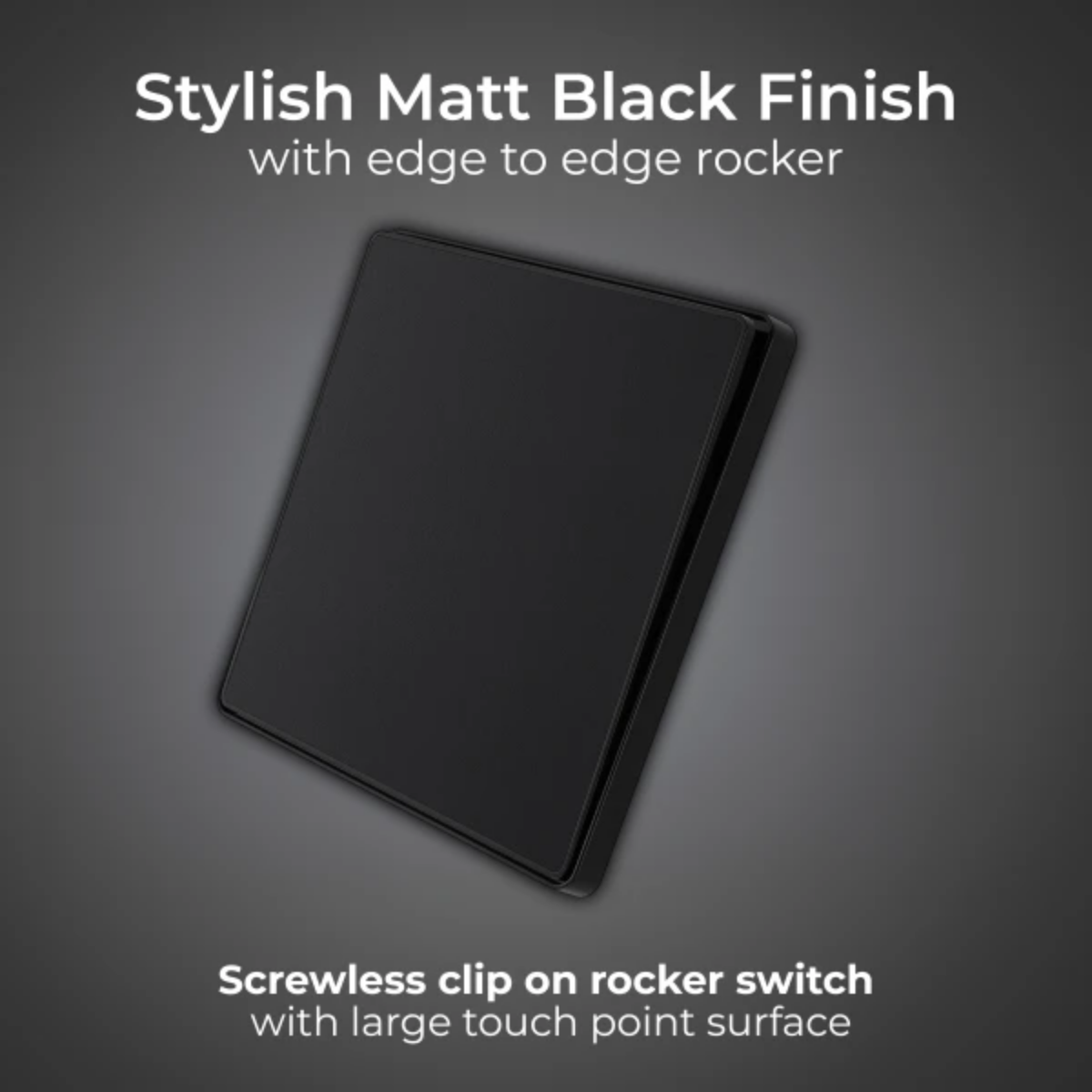 British General Evolve Matt Black Edge to Edge, 1 Gang, 2 Way Switch, 20 Amp (PCDMB12EB)