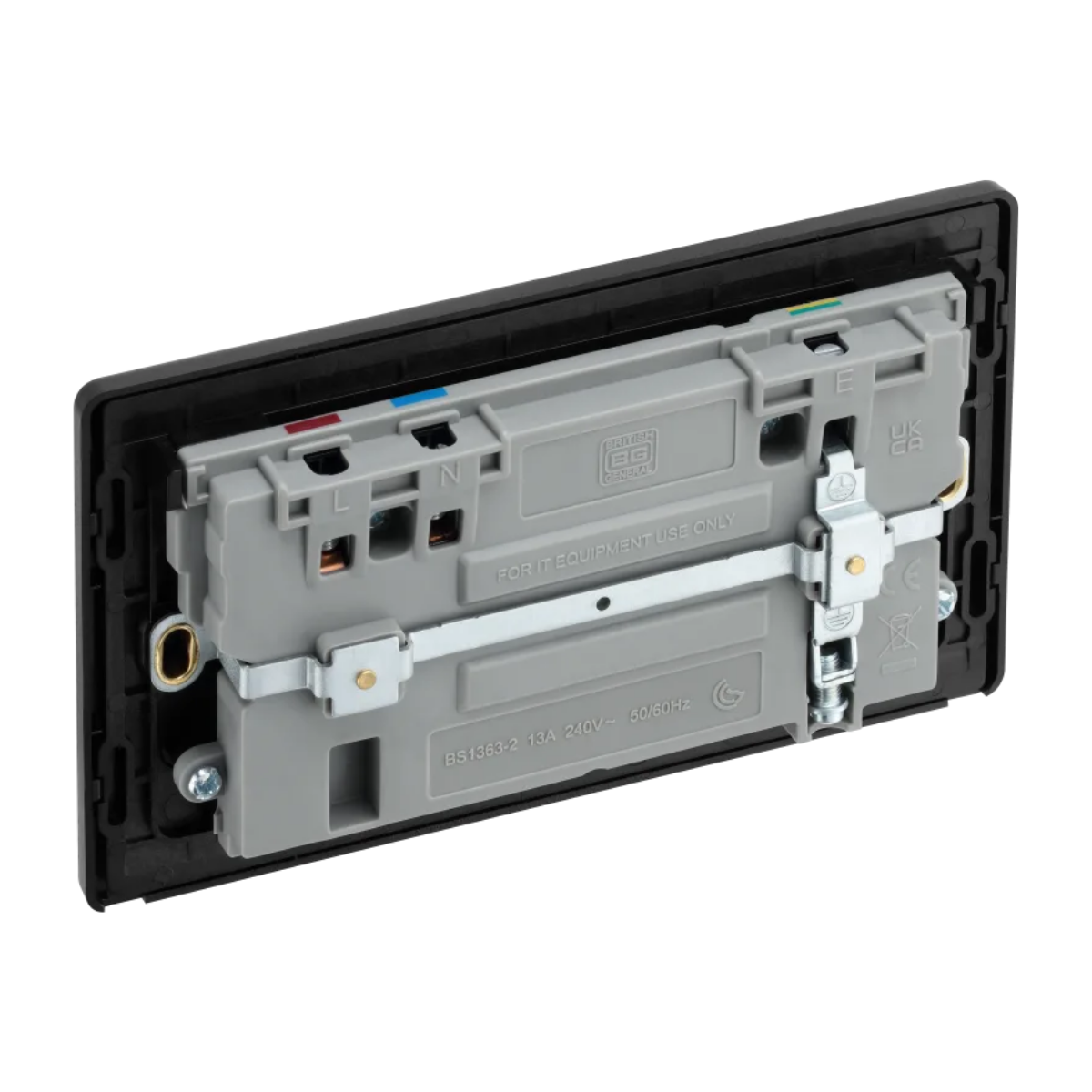 British General Evolve Mat Black Edge to Edge, Double Switched, Single Pole, USB A+C, 45W (PCDMB22UAC45B)