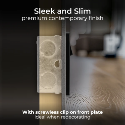 British General Evolve Mat Black Edge to Edge, Double Switched, Single Pole, USB A+C, 45W (PCDMB22UAC45B)