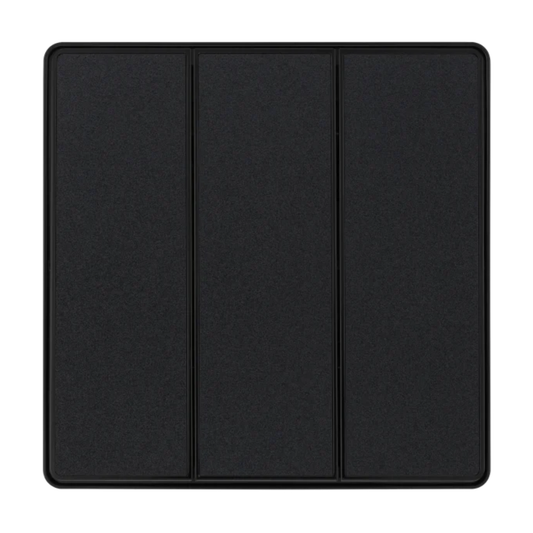 British General Evolve Matt Black Edge to Edge, 3 Gang, 2 Way Switch, 20 Amp (PCDMB43EB)