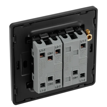 British General Evolve Matt Black Edge to Edge, 3 Gang, 2 Way Switch, 20 Amp (PCDMB43EB)