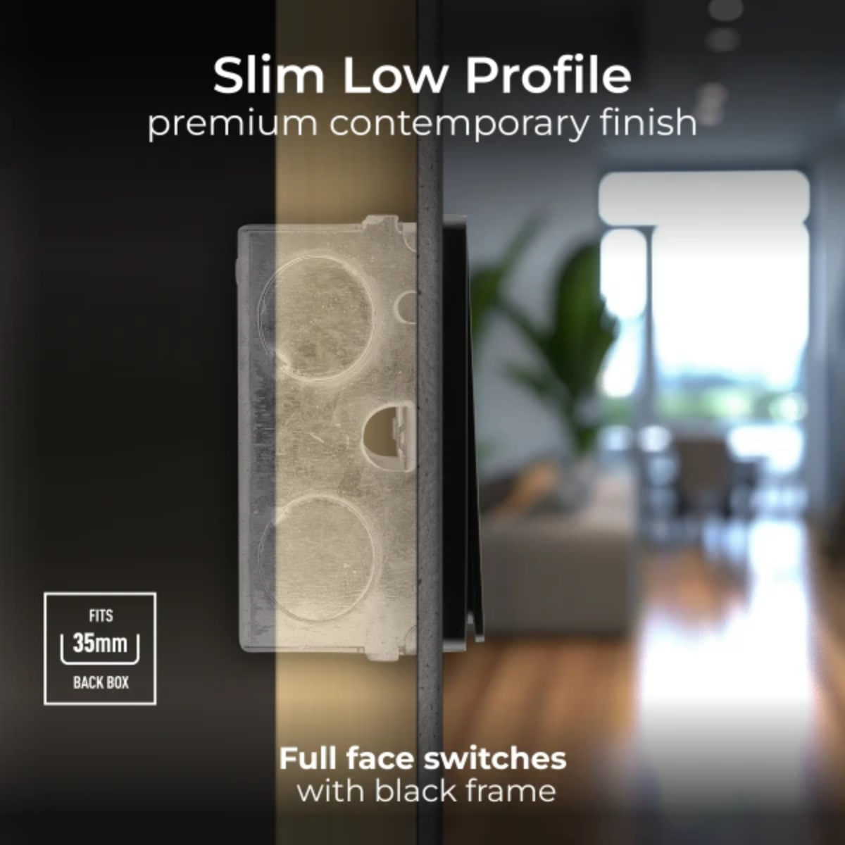 British General Evolve Matt Black Edge to Edge, 3 Gang, 2 Way Switch, 20 Amp (PCDMB43EB)