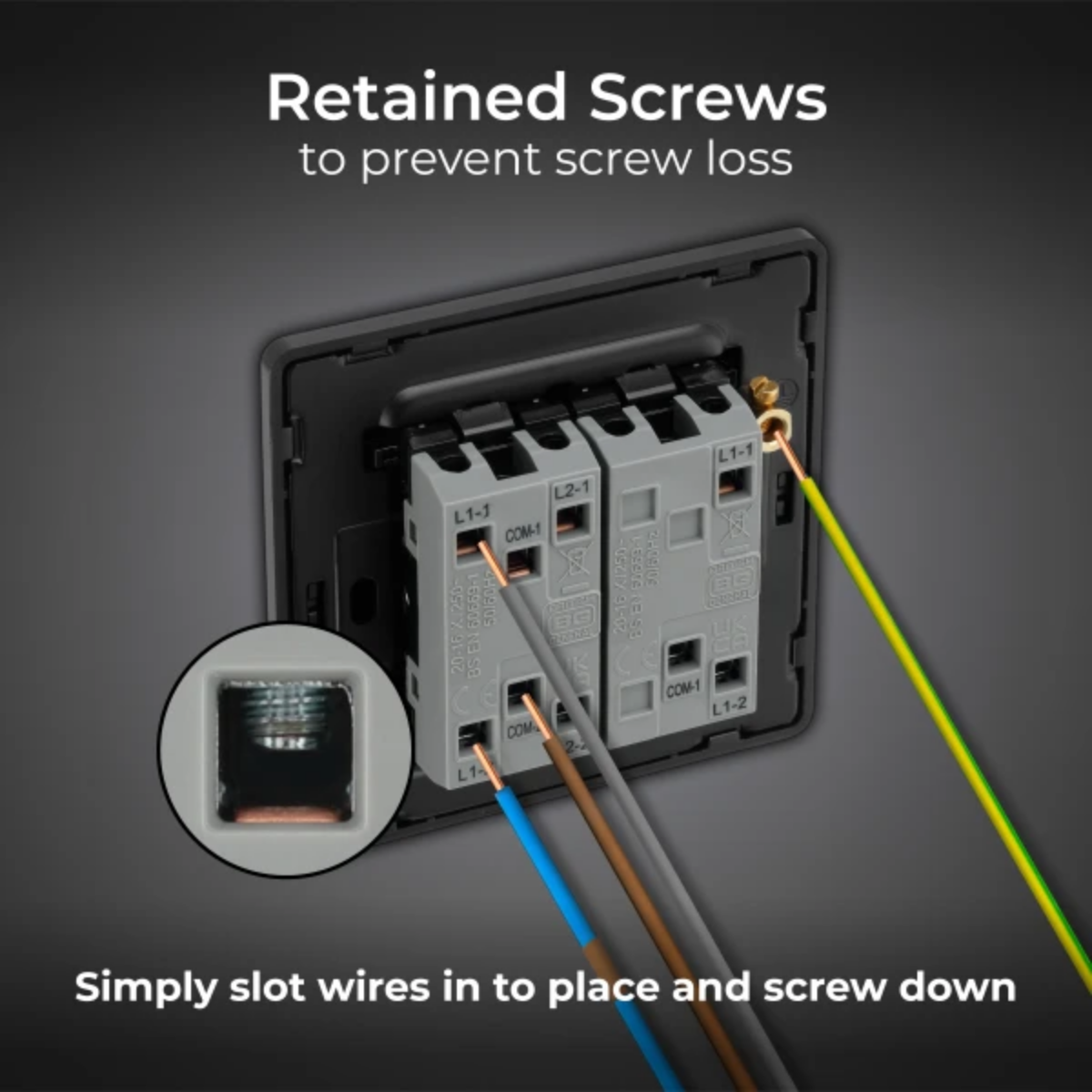 British General Evolve Matt Black Edge to Edge, 3 Gang, 2 Way Switch, 20 Amp (PCDMB43EB)