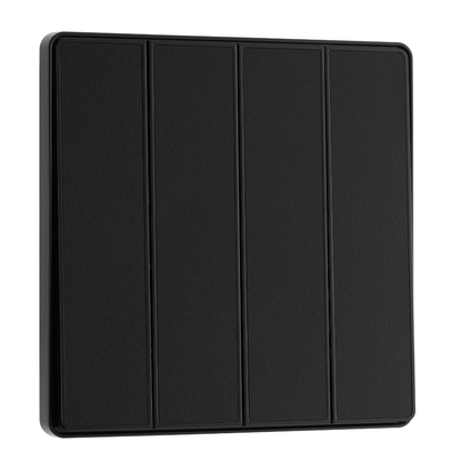 British General Evolve Matt Black Edge to Edge, 4 Gang, 2 Way Switch, 20 Amp (PCDMB44EB)