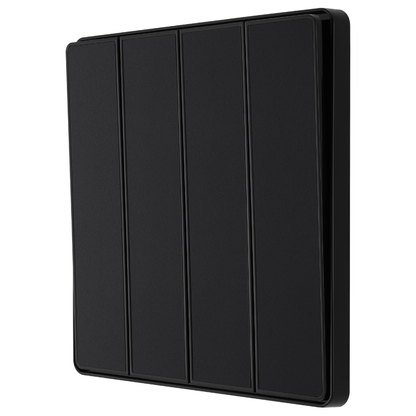 British General Evolve Matt Black Edge to Edge, 4 Gang, 2 Way Switch, 20 Amp (PCDMB44EB)