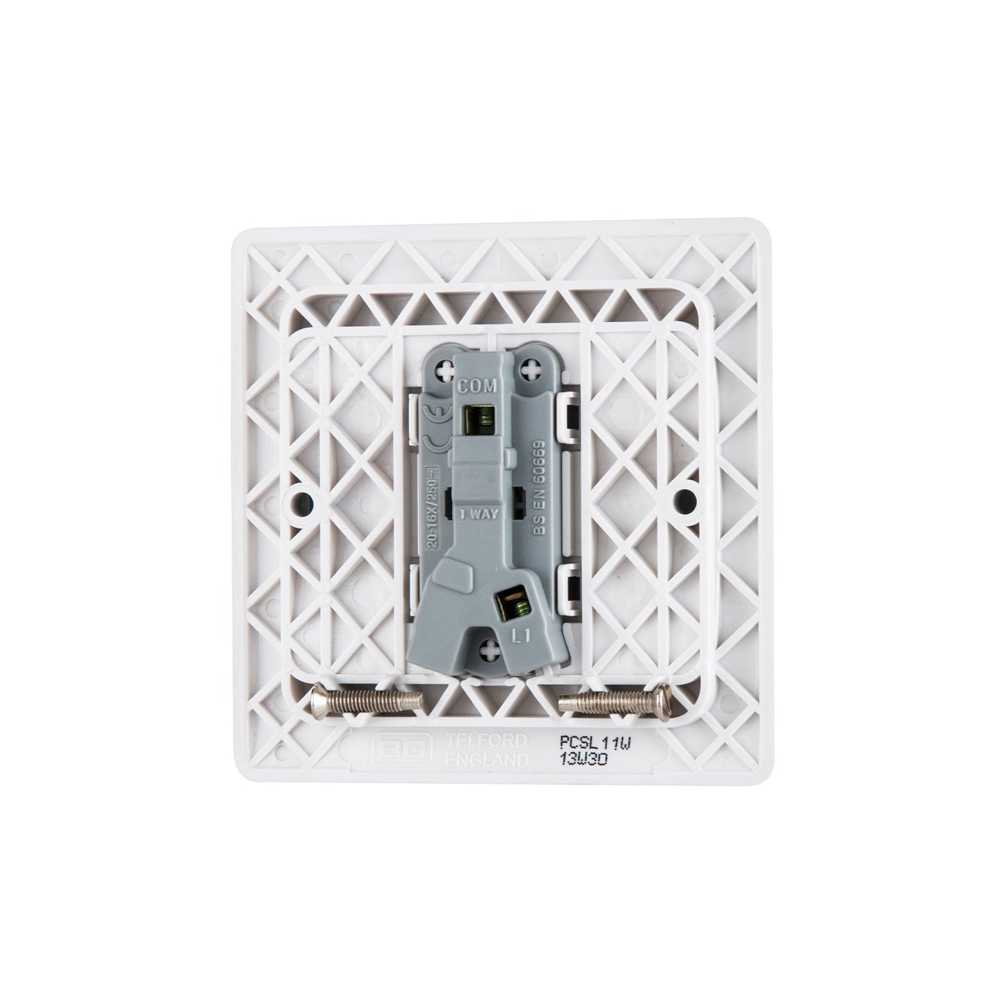 British General BG Neo Slimline 1 Mega Rocker 1-Way Switches, Silver (PCSL11W)