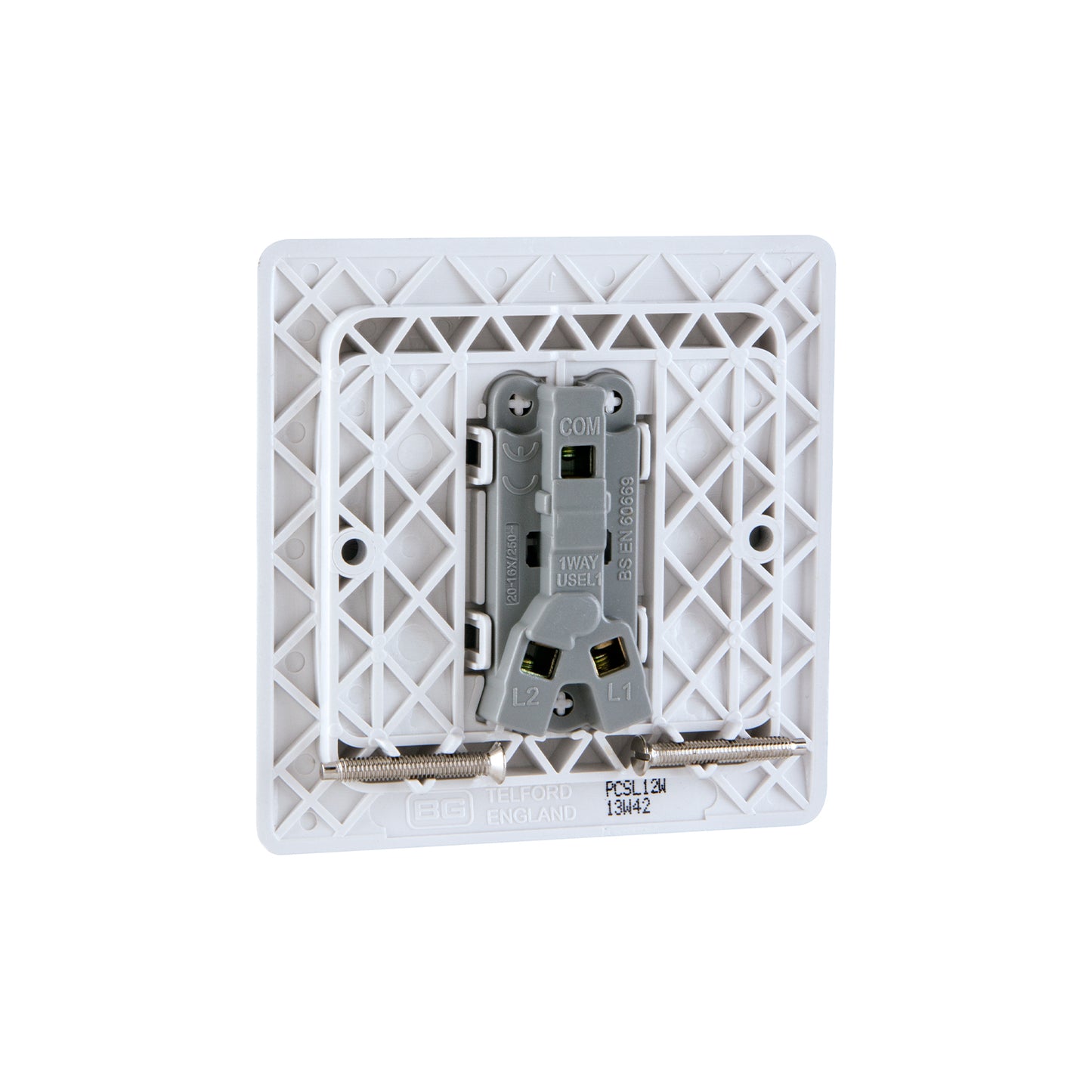British General BG Neo Slimline 1 Mega Rocker 2-Way Switches, Silver (PCSL12W)