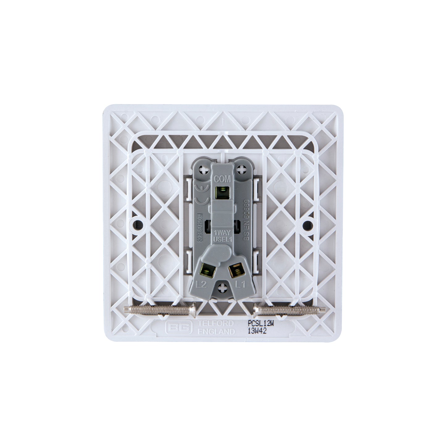 British General BG Neo Slimline 1 Mega Rocker 2-Way Switches, Silver (PCSL12W)