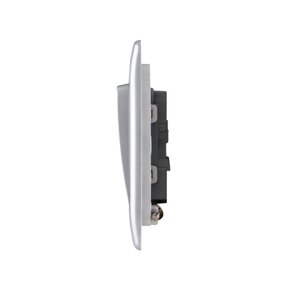 British General BG Neo Slimline 1 Mega Rocker 2-Way Switches, Silver (PCSL12W)