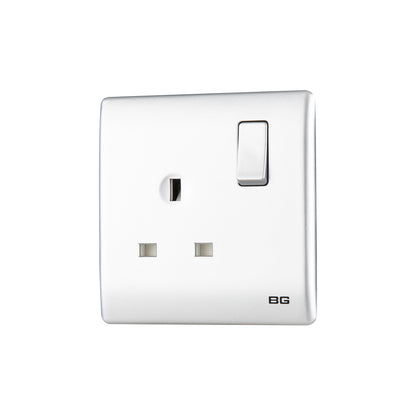 British General BG Neo Slimline Single Gang Switched Socket, Silver (PCSL21)