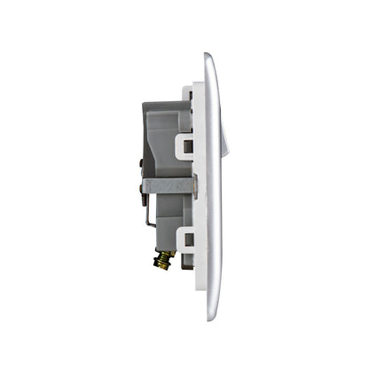 British General BG Neo Slimline Single Gang Switched Socket, Silver (PCSL21)