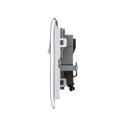 British General BG Neo Slimline Single Gang Switched Socket, Silver (PCSL21)