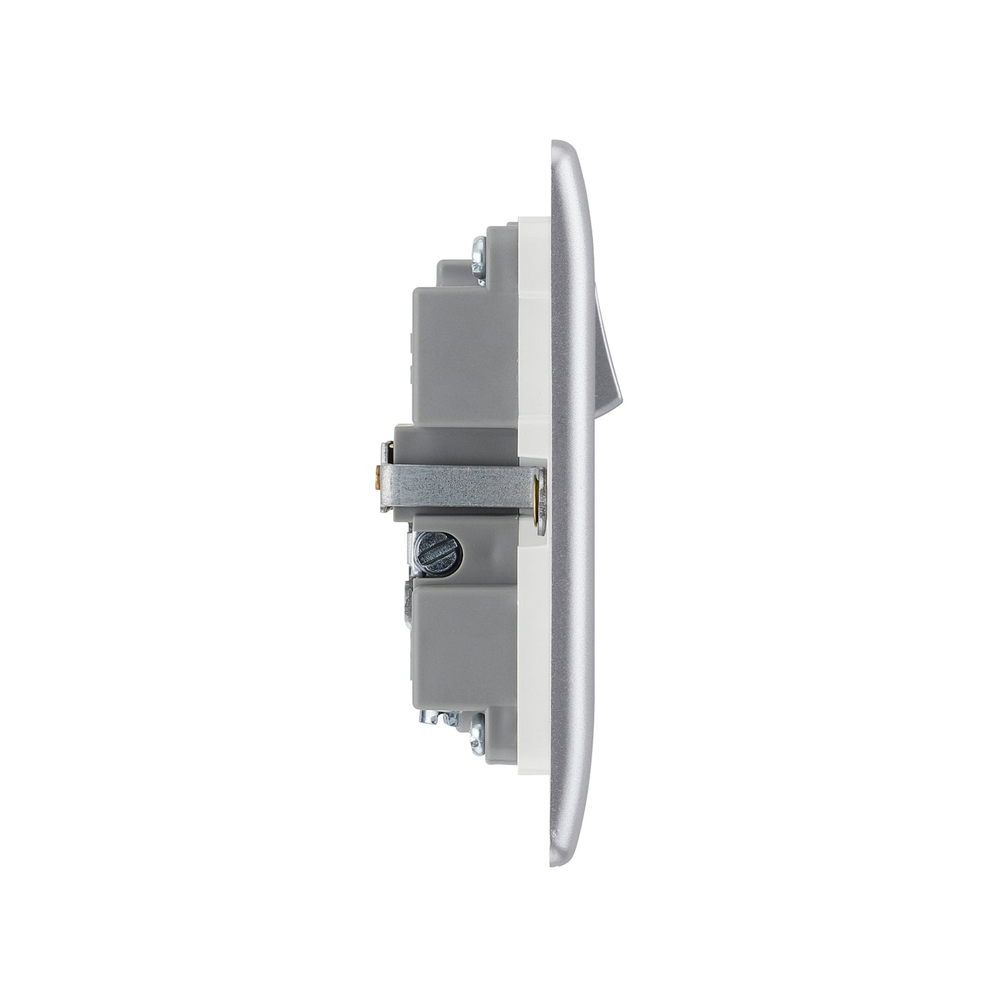 British General BG Neo Slimline Single Socket with USB Charger, Silver (PCSL21U2)