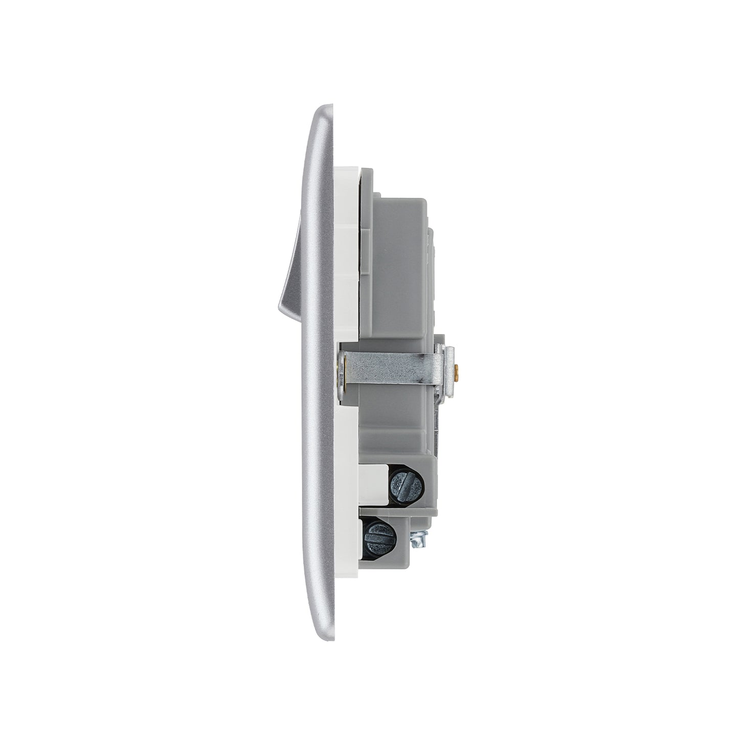 British General BG Neo Slimline Single Socket with USB Charger, Silver (PCSL21U2)