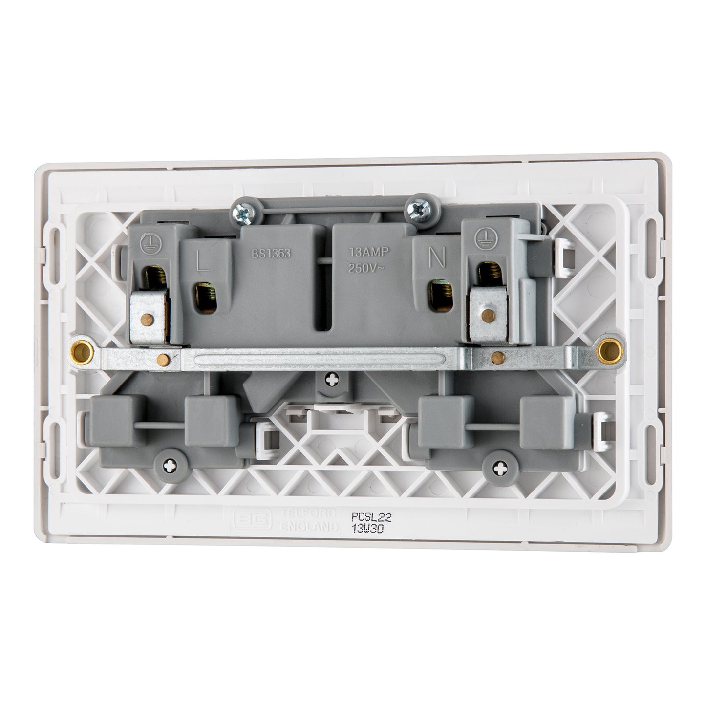 British General BG Neo Slimline Double Gang Switched Socket, Silver (PCSL22)