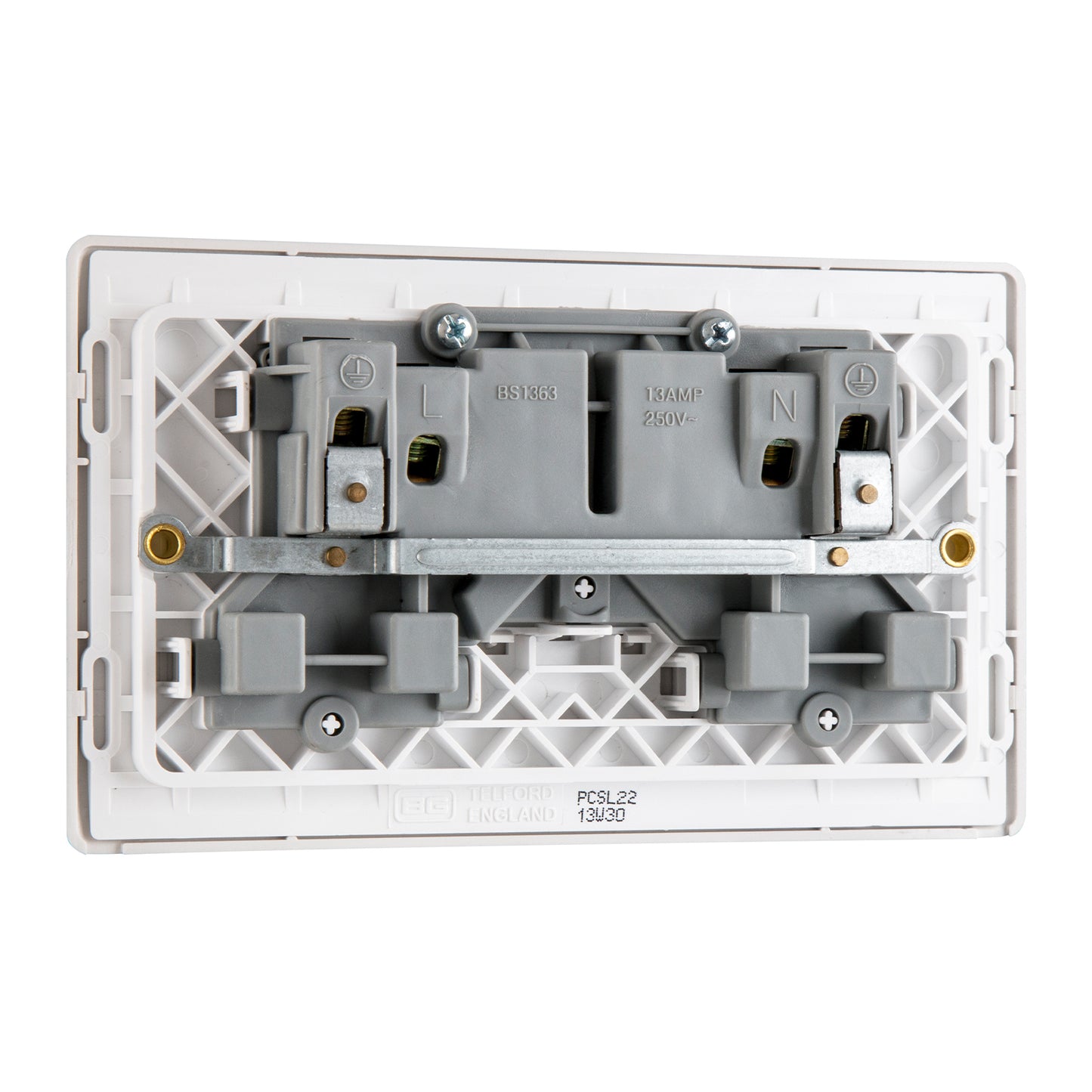 British General BG Neo Slimline Double Gang Switched Socket, Silver (PCSL22)