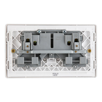 British General BG Neo Slimline Double Gang Switched Socket, Silver (PCSL22)