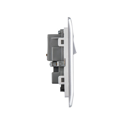 British General BG Neo Slimline Double Gang Switched Socket, Silver (PCSL22)