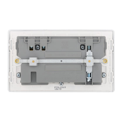 British General BG Neo Slimline Double Socket with USB Charger (PCSL22U3)