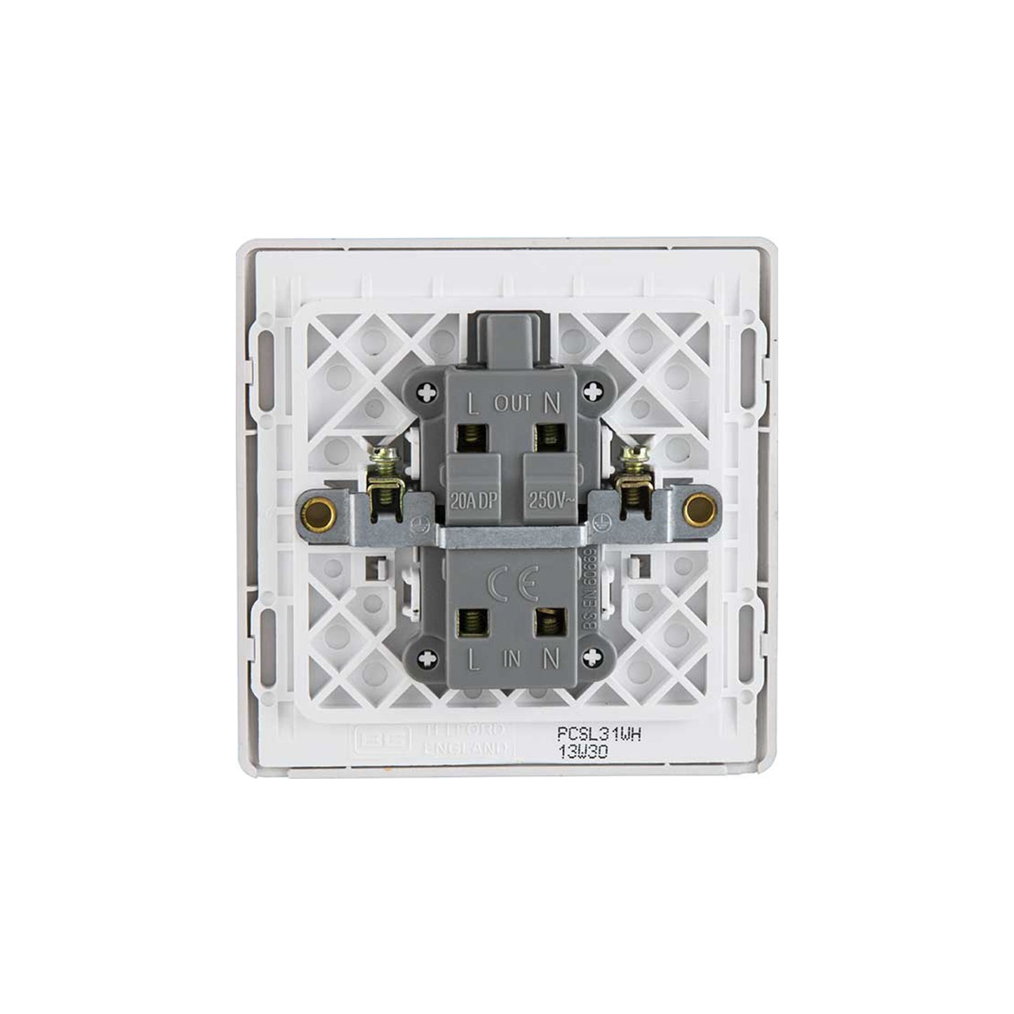 British General BG Neo Slimline 20Amp Double Pole Switch with LED, Silver (PCSL31)