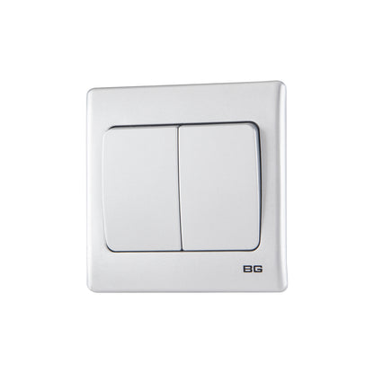British General BG Neo Slimline 2 Mega Rocker 2-Way Switches, Silver (PCSL42W)