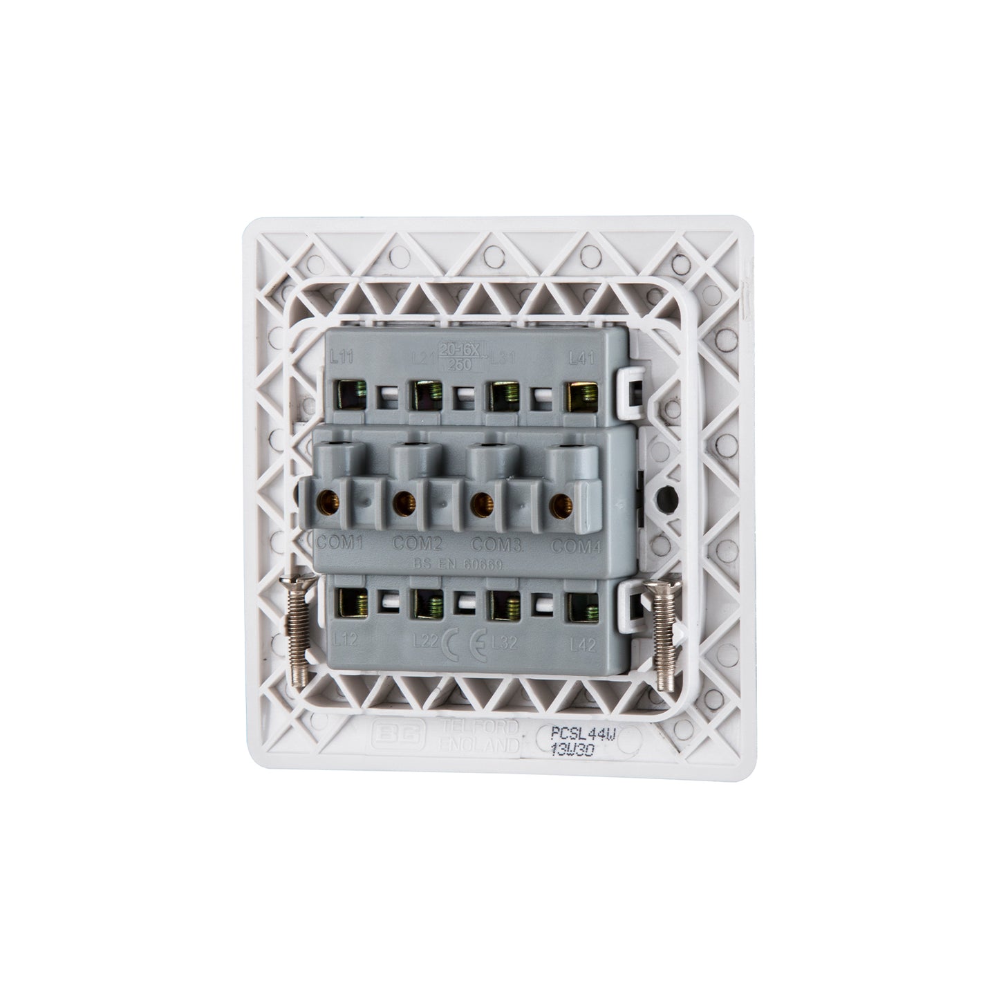 British General BG Neo Slimline 4 Mega Rocker 2-Way Switches, Silver (PCSL44W)