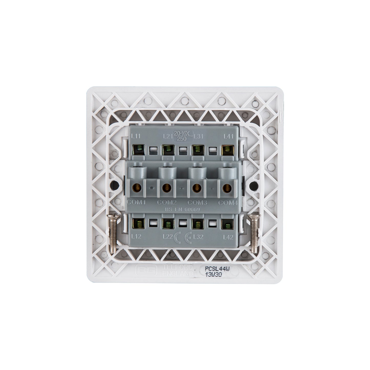 British General BG Neo Slimline 4 Mega Rocker 2-Way Switches, Silver (PCSL44W)