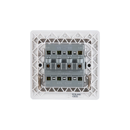 British General BG Neo Slimline 4 Mega Rocker 2-Way Switches, Silver (PCSL44W)