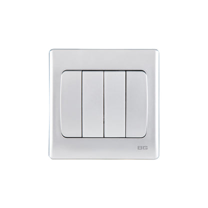British General BG Neo Slimline 4 Mega Rocker 2-Way Switches, Silver (PCSL44W)