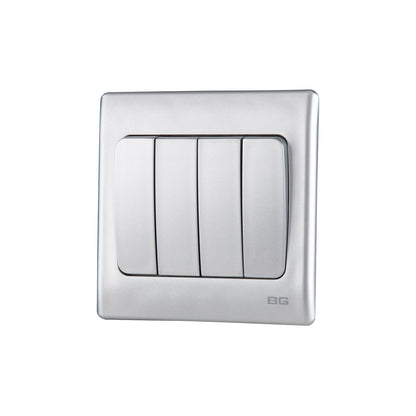 British General BG Neo Slimline 4 Mega Rocker 2-Way Switches, Silver (PCSL44W)