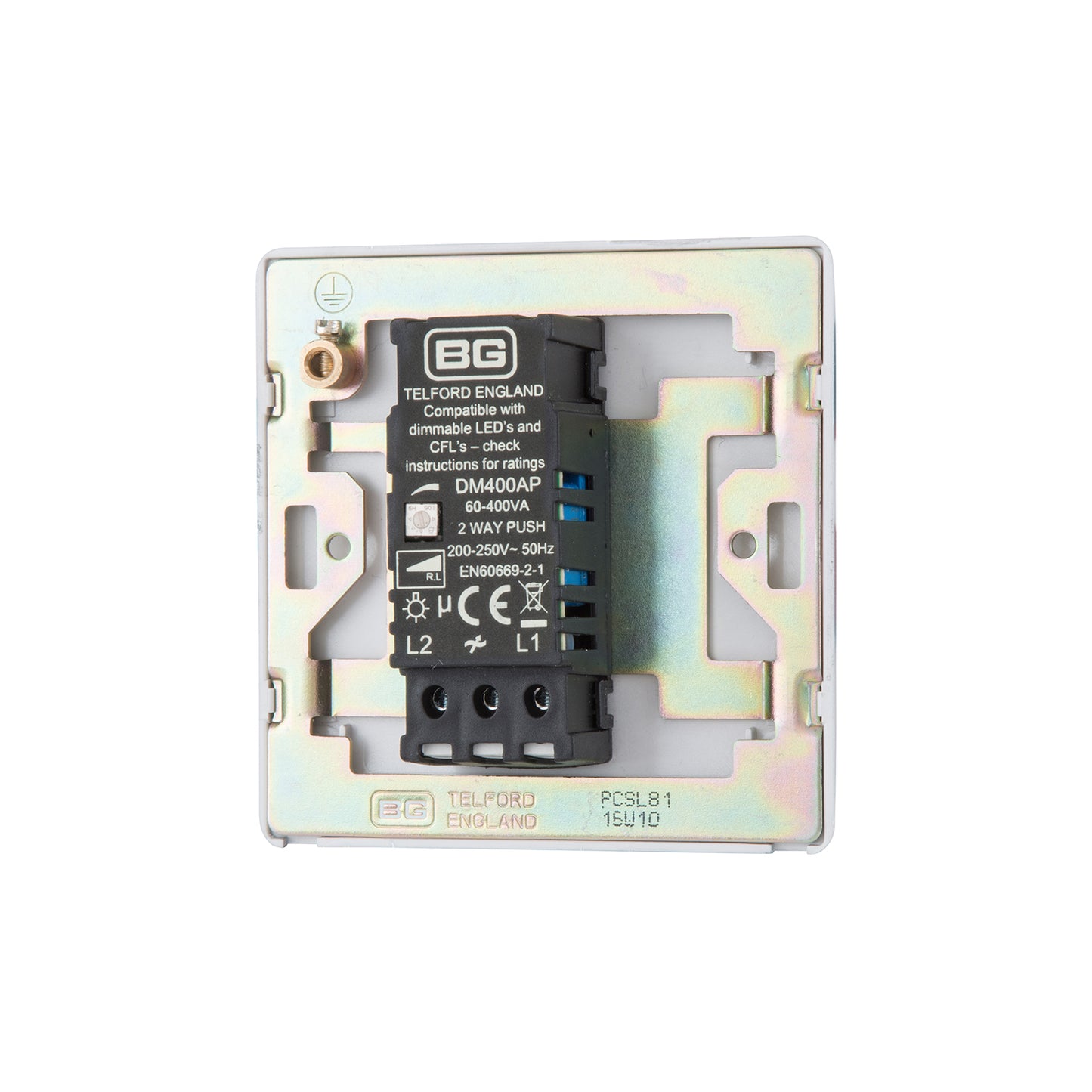 British General BG Neo Slimline Single Gang 2 Way 400W Dimmer Switch, Silver (PCSL81)