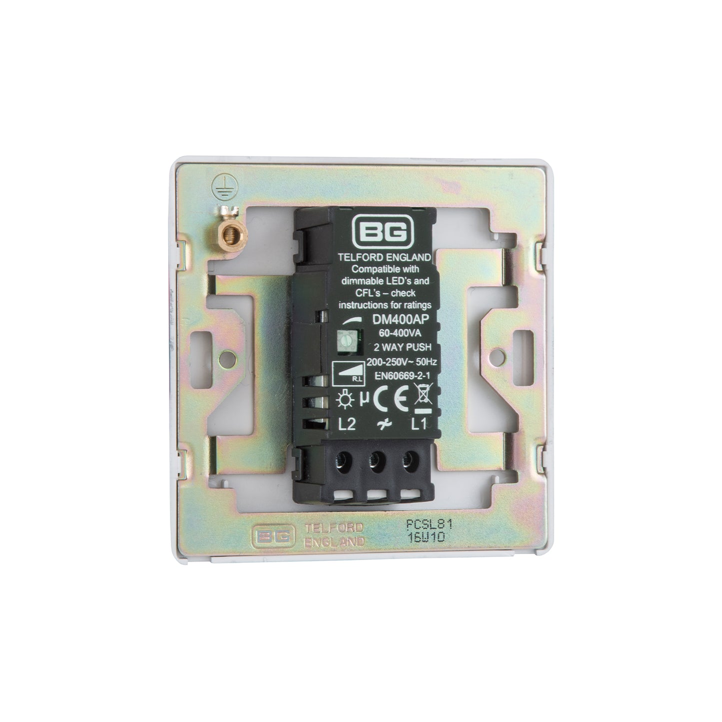 British General BG Neo Slimline Single Gang 2 Way 400W Dimmer Switch, Silver (PCSL81)