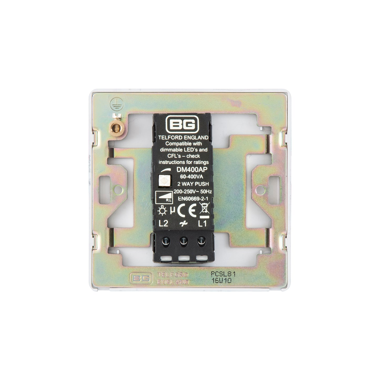 British General BG Neo Slimline Single Gang 2 Way 400W Dimmer Switch, Silver (PCSL81)