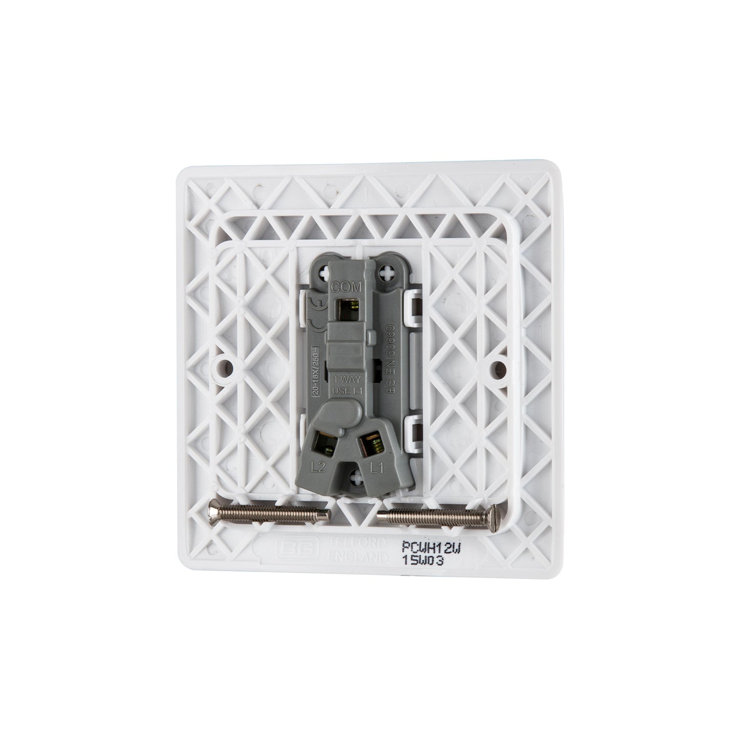 British General BG Neo Slimline 1 Mega Rocker 2-Way Switches, White (PCWH12W)