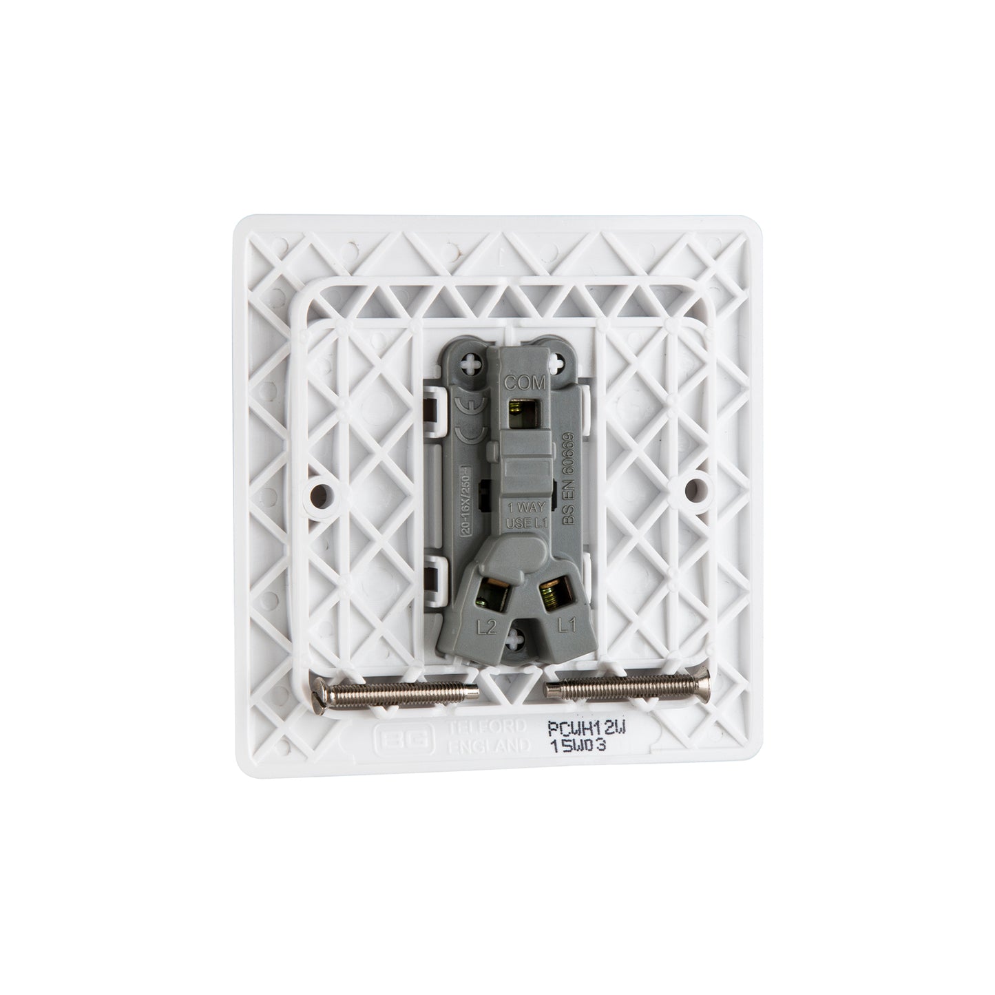 British General BG Neo Slimline 1 Mega Rocker 2-Way Switches, White (PCWH12W)