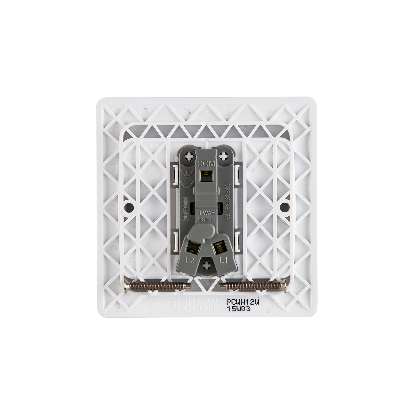 British General BG Neo Slimline 1 Mega Rocker 2-Way Switches, White (PCWH12W)