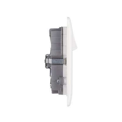 British General BG Neo Slimline Double Socket with USB-A Charger, White (PCWH22U3)