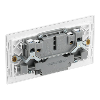 British General BG Neo Slimline, 2 Gang Switched Socket with 12W USB-A+USB-C (PCWH22UAC12)