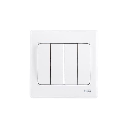 British General BG Neo Slimline 4 Gangs Mega Rocker 2-Way Switches (PCWH44W)