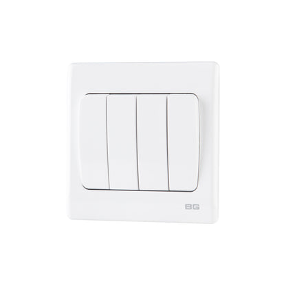 British General BG Neo Slimline 4 Gangs Mega Rocker 2-Way Switches (PCWH44W)
