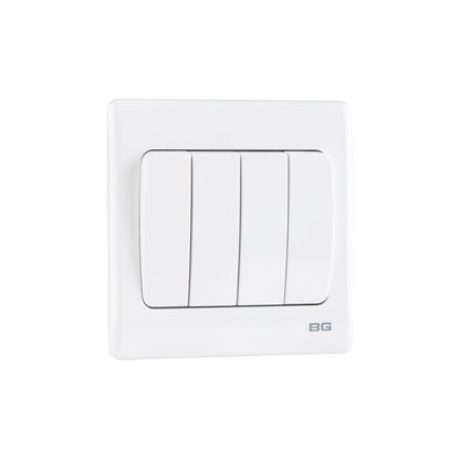British General BG Neo Slimline 4 Gangs Mega Rocker 2-Way Switches (PCWH44W)
