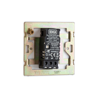British General BG Neo Slimline Single Gang 2-Way 400W Dimmer Switch, White (PCWH81)
