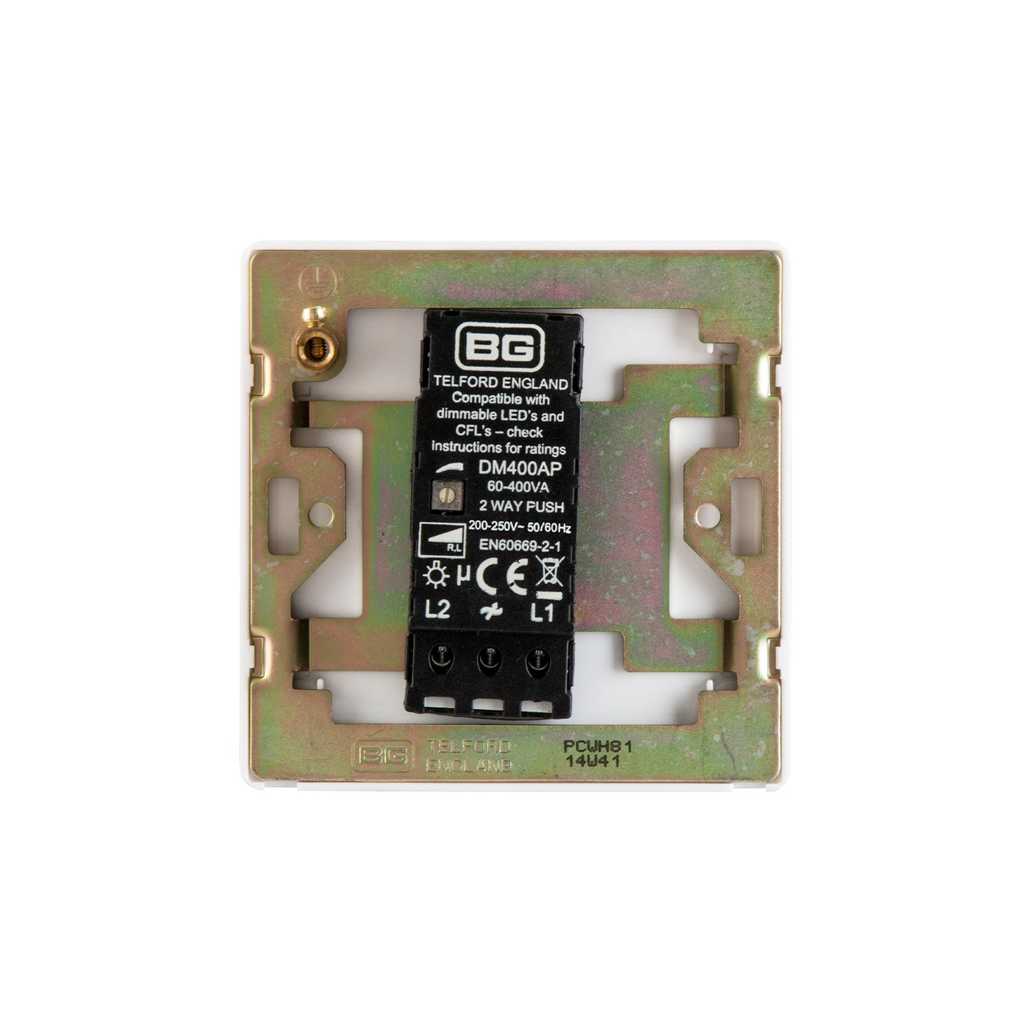 British General BG Neo Slimline Single Gang 2-Way 400W Dimmer Switch, White (PCWH81)