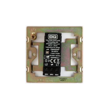 British General BG Neo Slimline Single Gang 2-Way 400W Dimmer Switch, White (PCWH81)