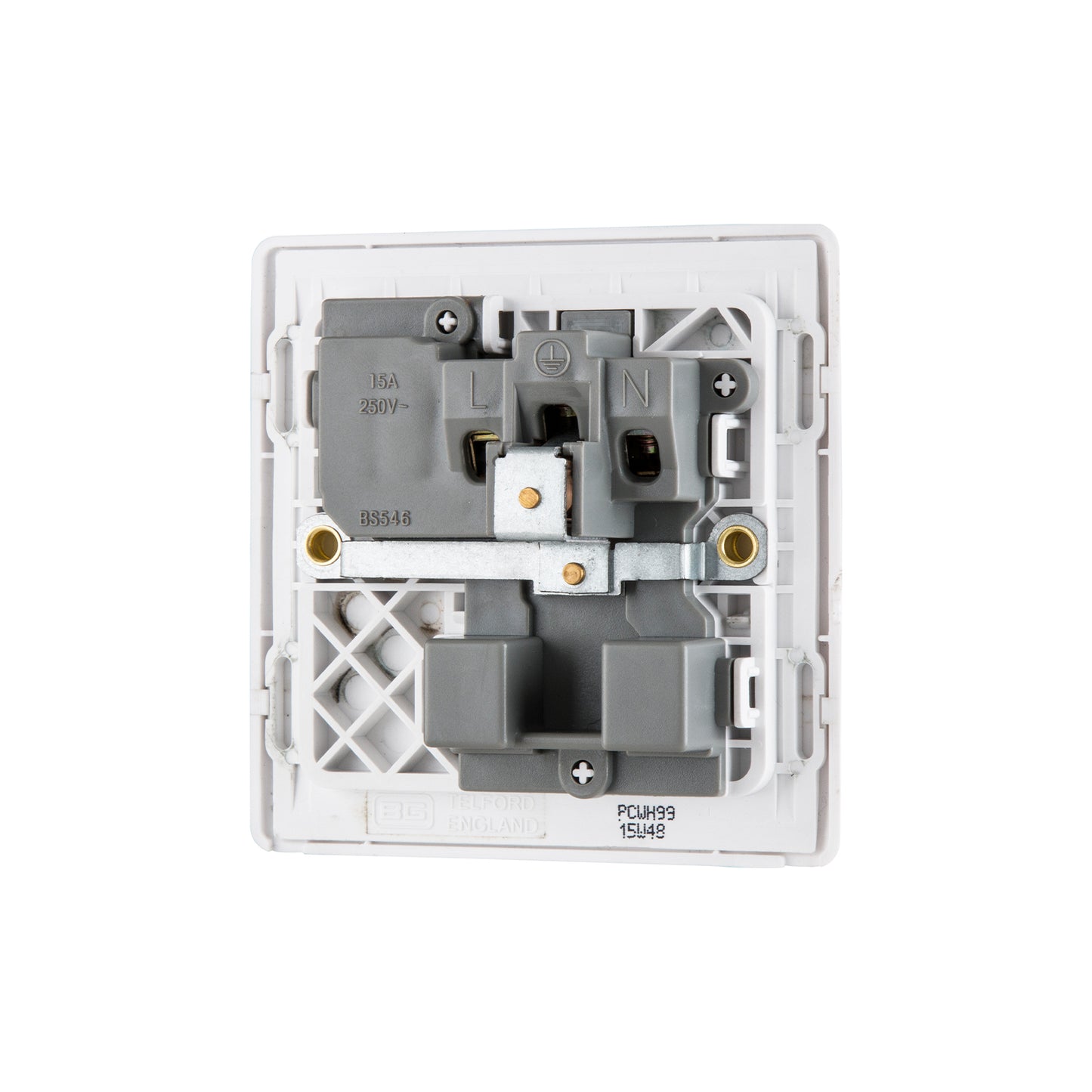 British General BG Neo Slimline 15Amp Single Pole Round Pin Switched Socket (PCWH99)