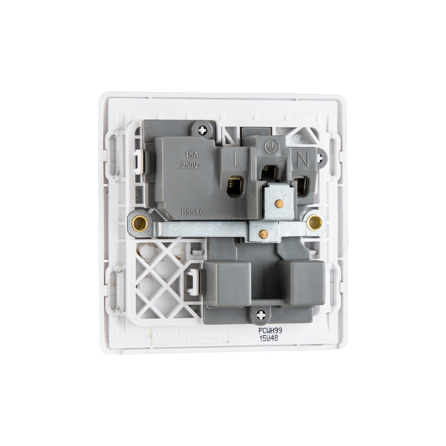 British General BG Neo Slimline 15Amp Single Pole Round Pin Switched Socket (PCWH99)