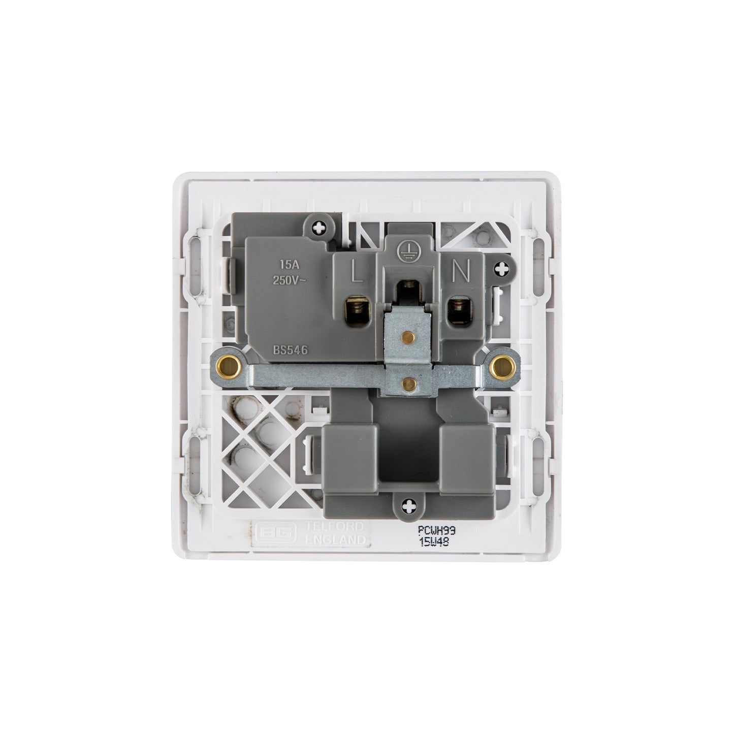 British General BG Neo Slimline 15Amp Single Pole Round Pin Switched Socket (PCWH99)